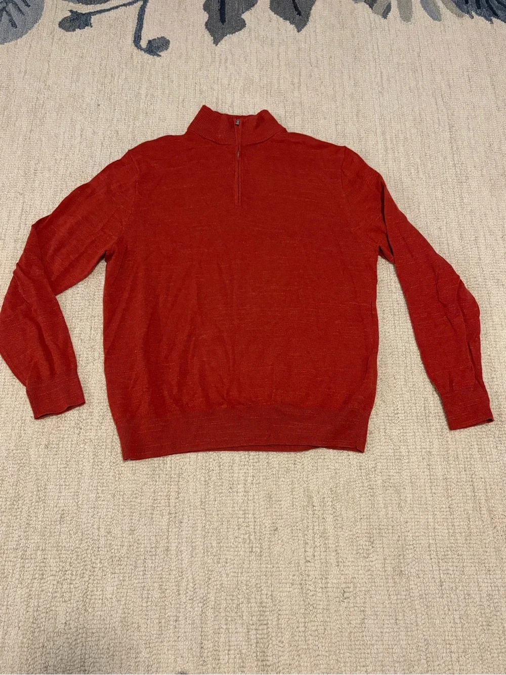 J. Crew Men’s Half-Zip Cotton Sweater in Rust Orange